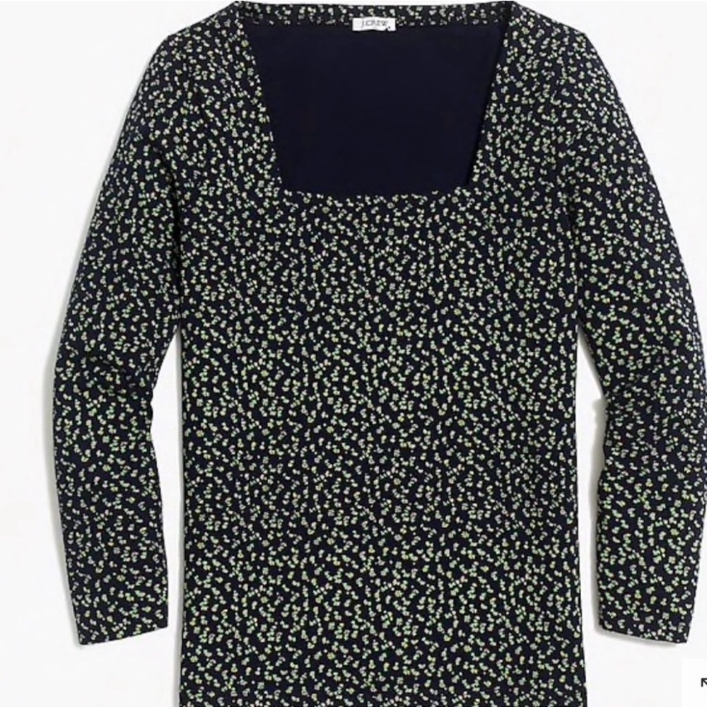 🆕 NWT JCREW Navy Guava Floral Print Square Neck Top Shirt Size X-small